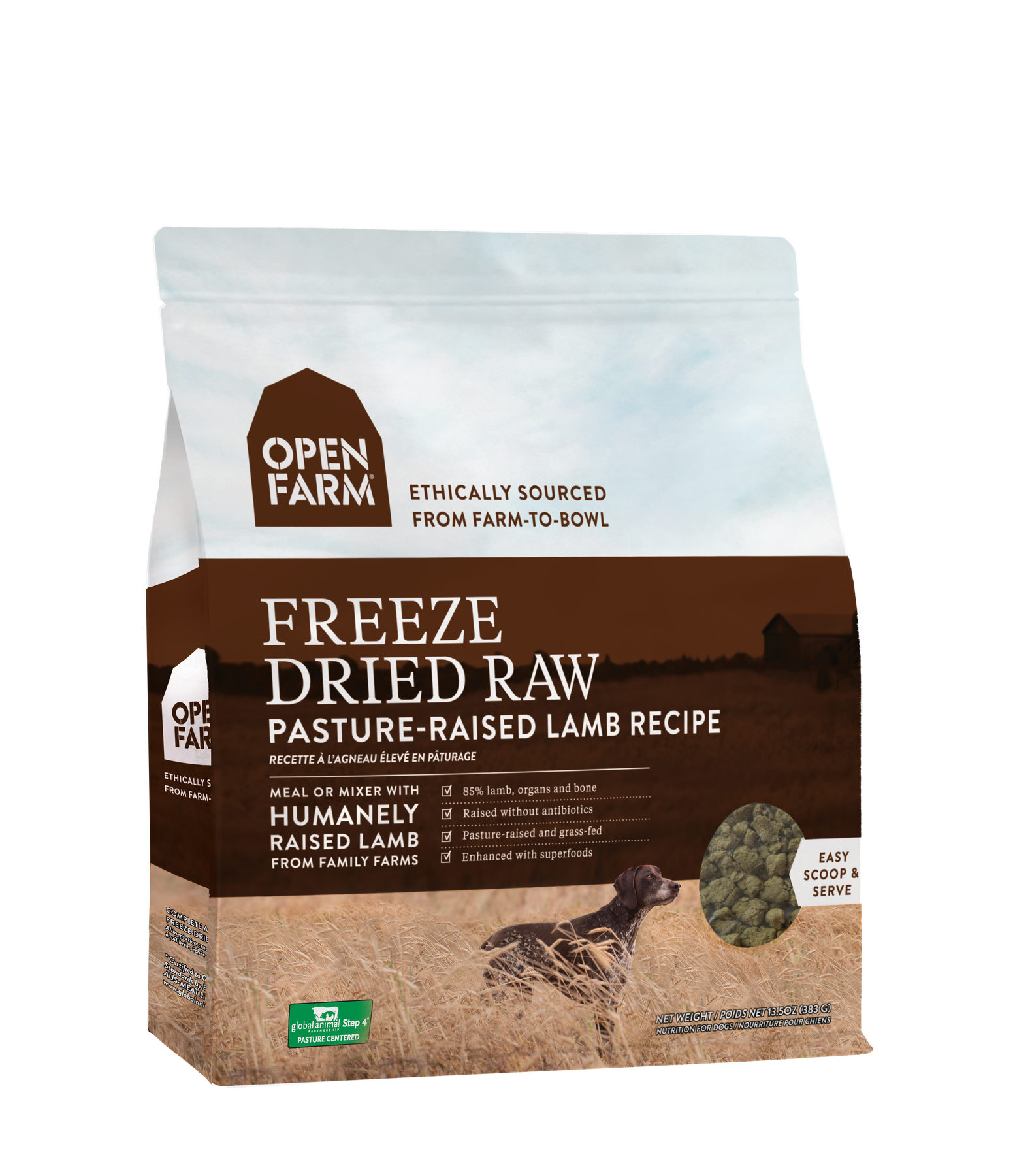 Open Farm Pasture Raised Lamb Freeze Dried Raw Dog Food Pet Spawt